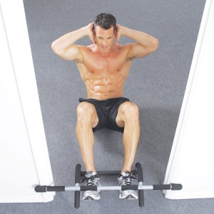 Crunches Using Iron Gym Workout Bar