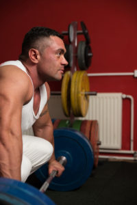 Man Nervously Preparing To Do Deadlift