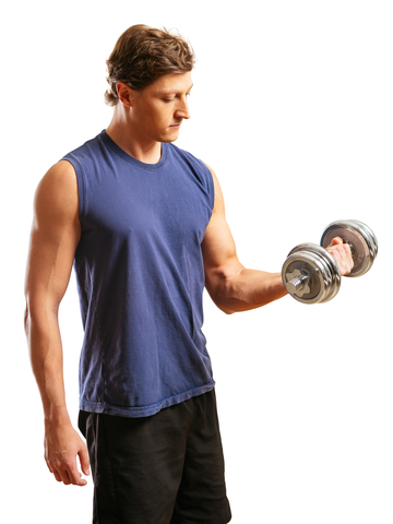 Man Doing Bicep Curls With Dumbbell