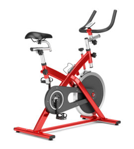 red indoor cycling exercise bike